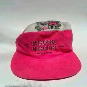 Circus Circus Vintage Hotel Casino Snapback Cap Hat Adjustable Pink White